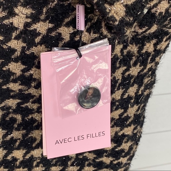 Avec Les Filles Houndstooth Shimmer Cropped Coat - Picture 4 of 7